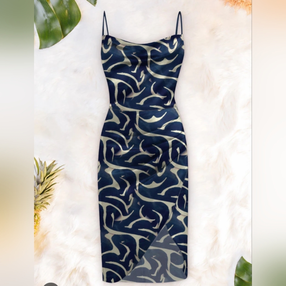 Averie NWT Navy and White Wave Dress - Picture 1 of 4